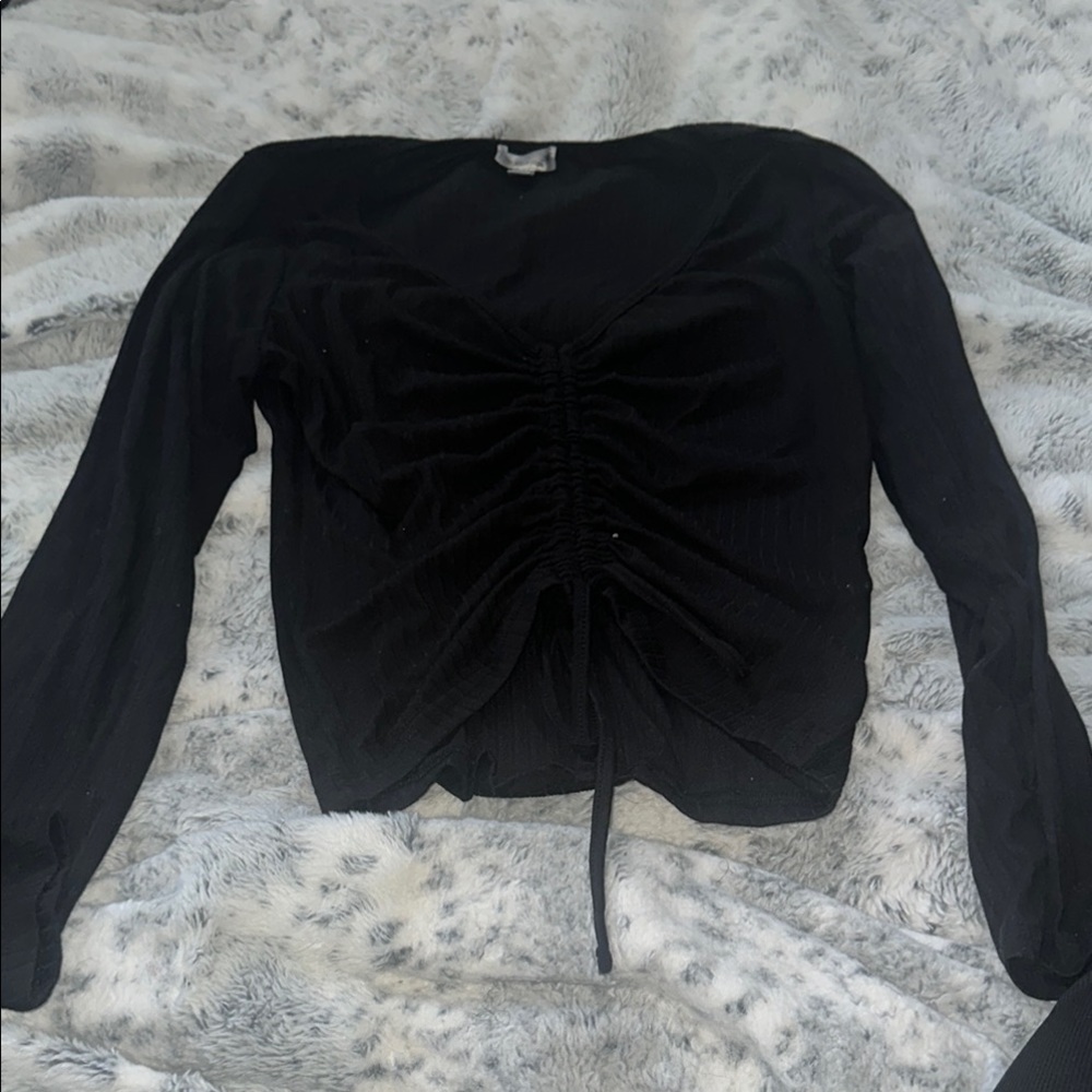Elegant Black Ruched Women's Top